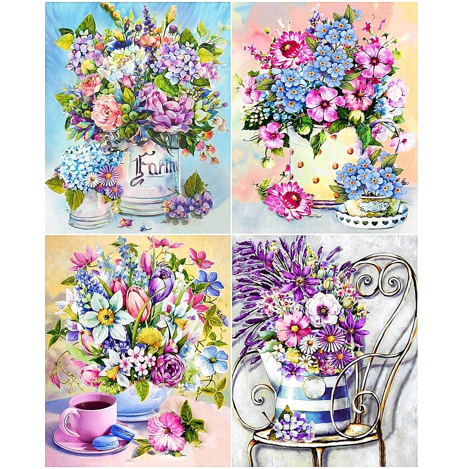 Beautiful flowers high quality wholesale full diamond painting 5D painting diamond set for adults