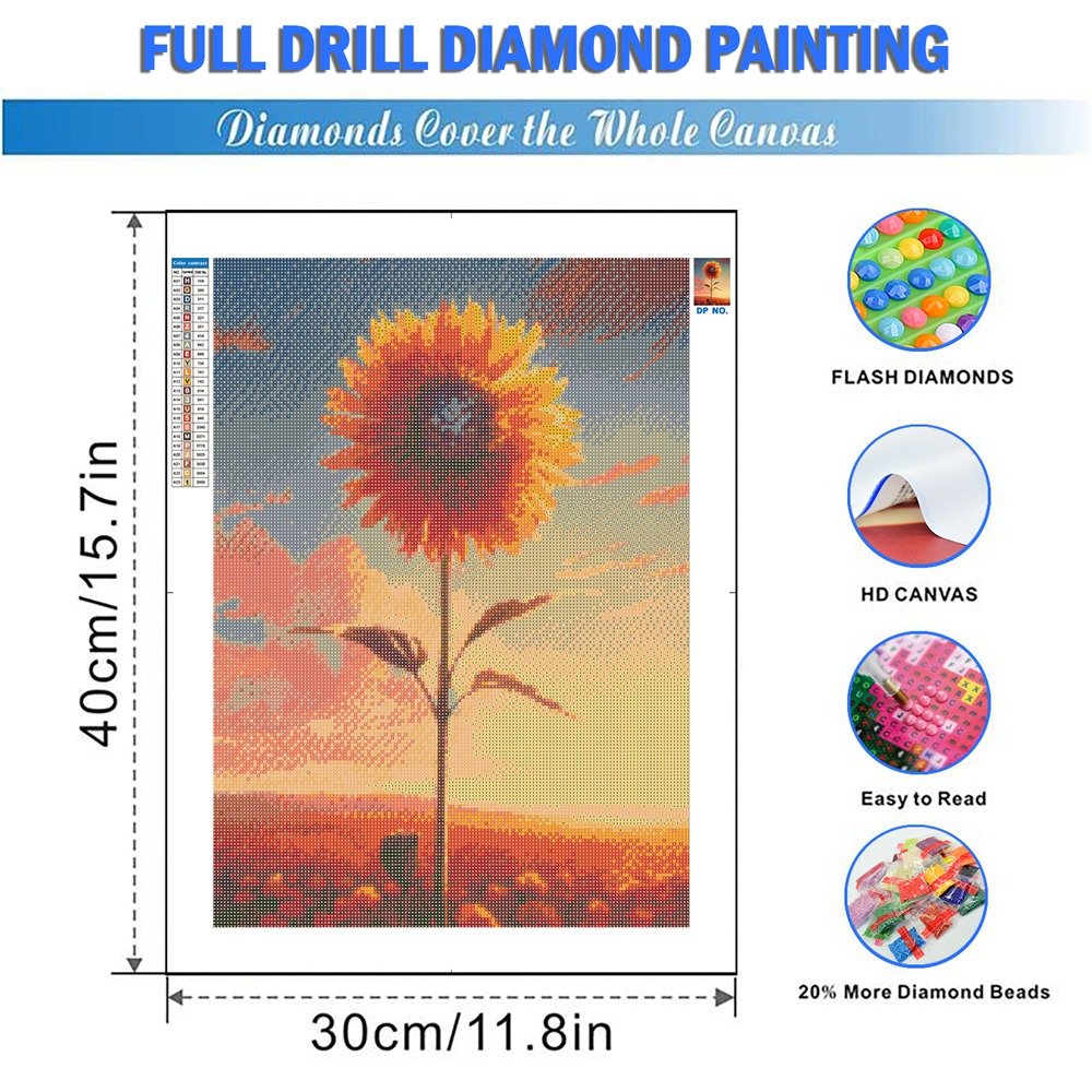 Sunflowers At Sunrise Diamond Painting Kits For Adults Beginners Round Drill 5D DIY Diamond Art Kits Flowers Diamond Painting