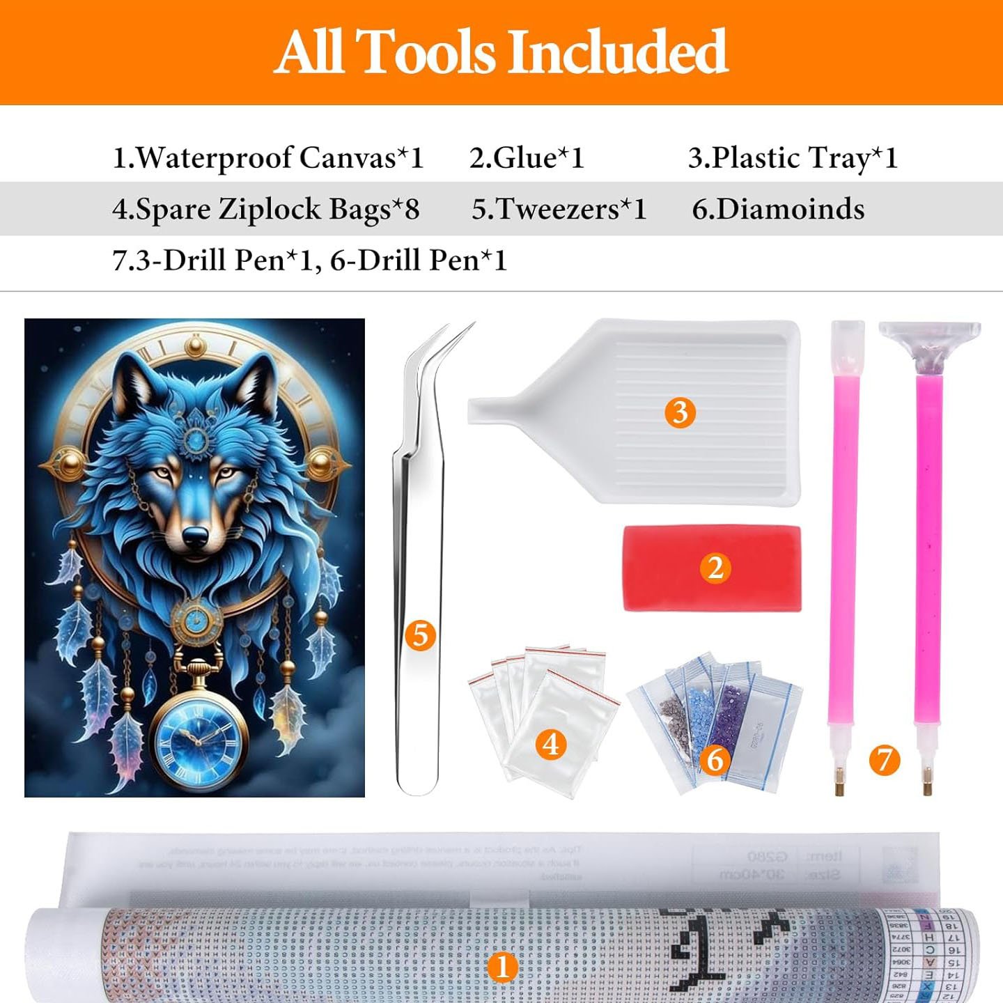 Adult beginner dream catcher diamond art set, wolf DIY 5D round diamond gemstone art, perfect gift for home wall decoration