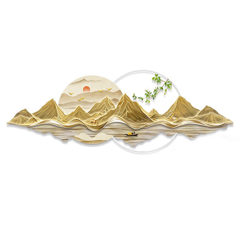 Wholesale of modern luxury landscape LED paintings acrylic gold wall art and home decoration paintings for living room