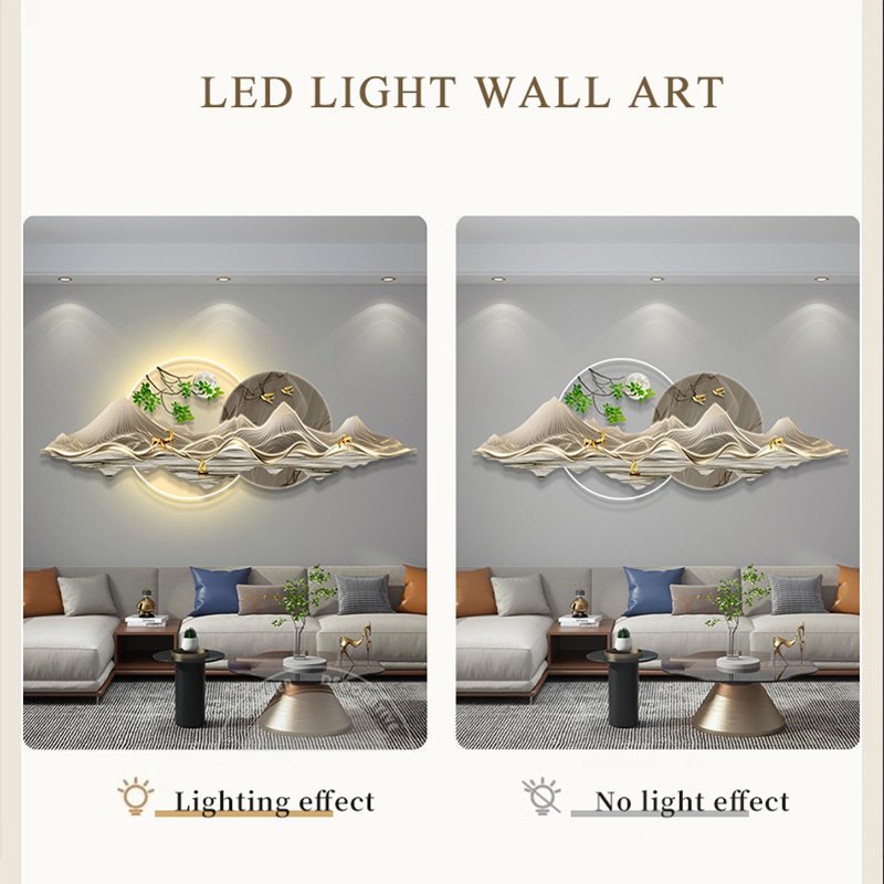 Wholesale of modern luxury landscape LED paintings acrylic gold wall art and home decoration paintings for living room