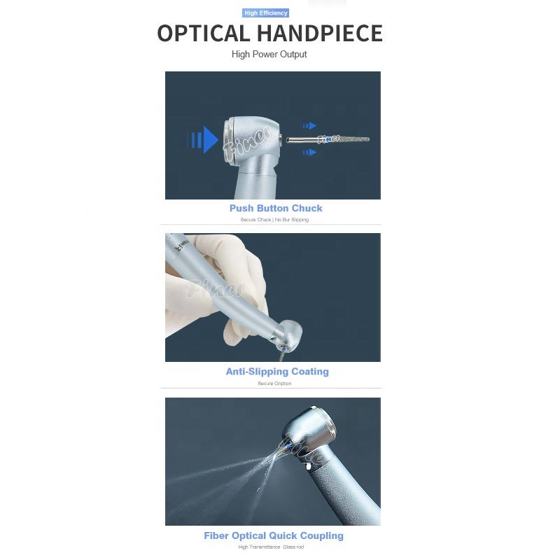 Dental fiber optic high speed handpiece with quick coupler Dental triple spray air turbine