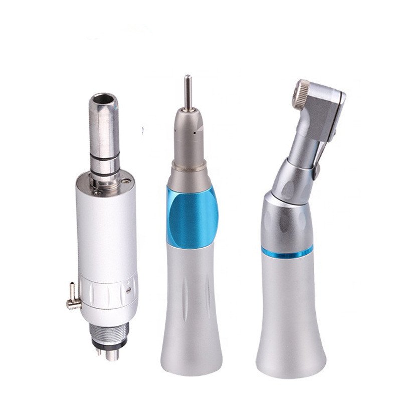 Air turbine contra angle handpieces in blue or colorful are delivered by China Factory with a 2/4 hole motor