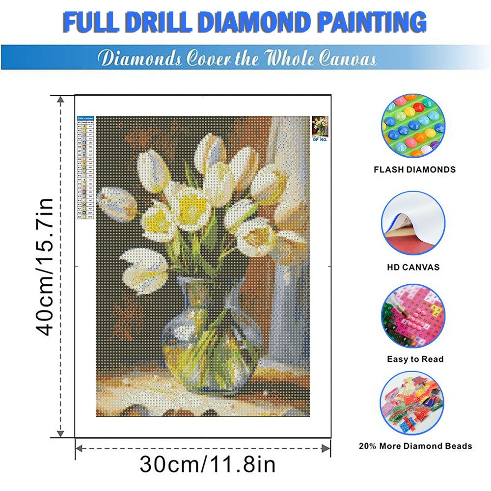 DIY Artificial Flowers Tulip Diamond Painting Kits Bouquet Flowers Wedding Garden Decoration Bouquet Vase Home Decor
