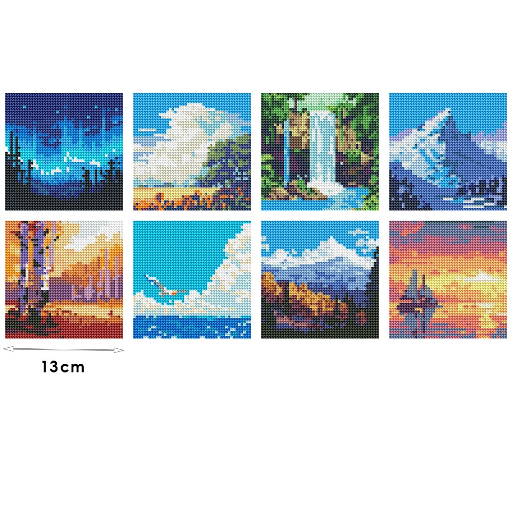COOLEVE 8 Designs DIY Kids 5D Diamond Painting Kit Modern Mini Picture Art Box Beginner-Friendly Wall Plastic Printed Home Use