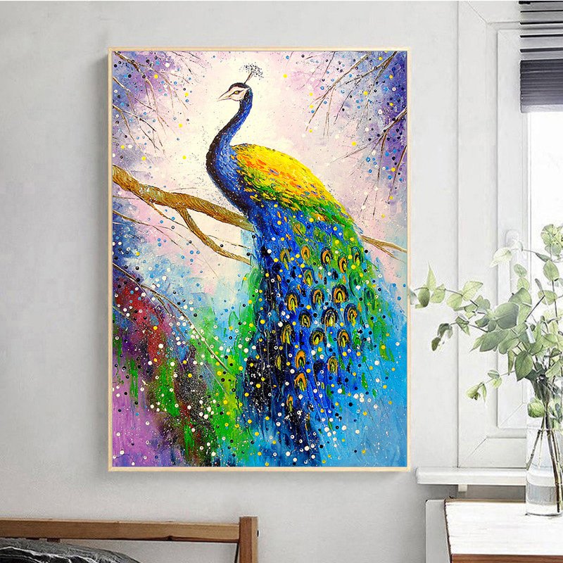 Beautiful Life Peacock Diamond Painting White Three Dimensional Diamond Painting Sticking Diamond Painting 30*40cm