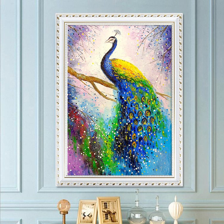 Beautiful Life Peacock Diamond Painting White Three Dimensional Diamond Painting Sticking Diamond Painting 30*40cm