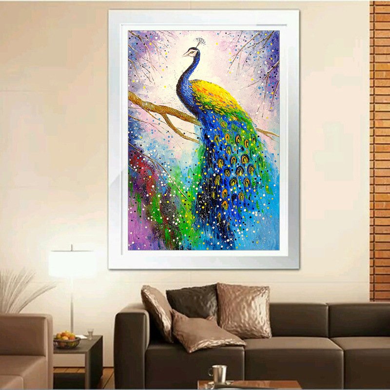 Beautiful Life Peacock Diamond Painting White Three Dimensional Diamond Painting Sticking Diamond Painting 30*40cm