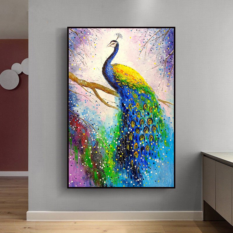 Beautiful Life Peacock Diamond Painting White Three Dimensional Diamond Painting Sticking Diamond Painting 30*40cm