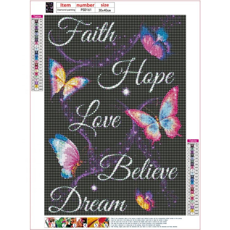Butterfly Text Art Painting, Diamond Painting Kit for Adults, DIY 5D Diamond Painting Home Decor Gift