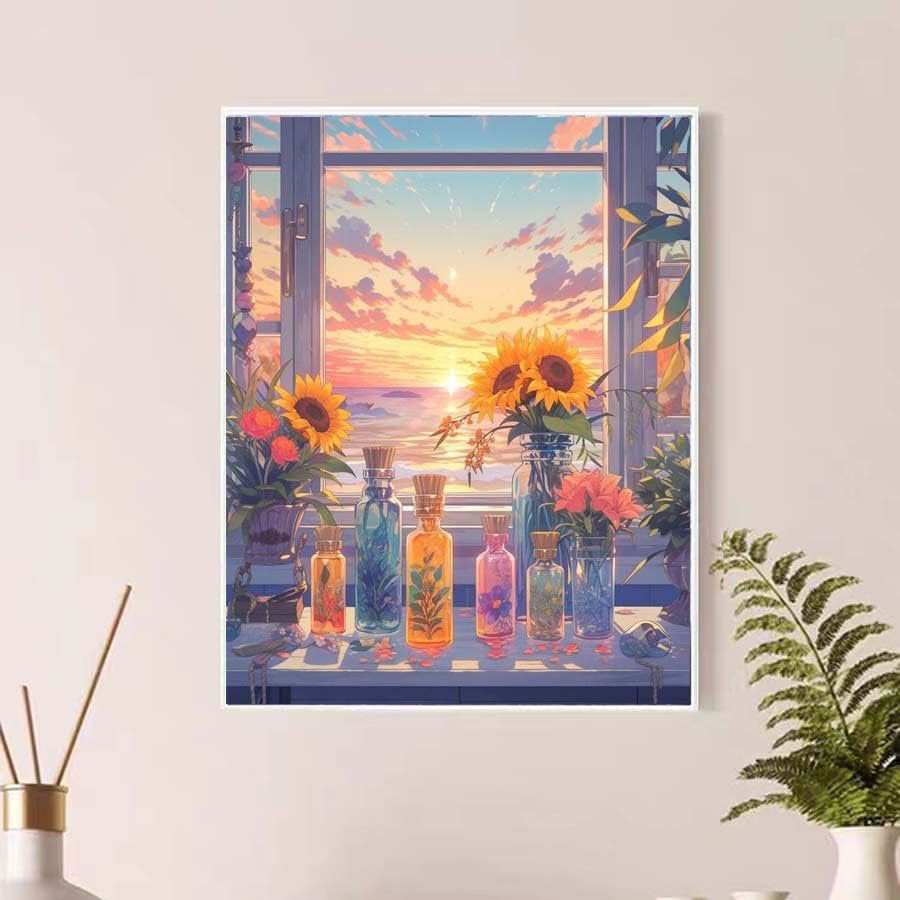 Adult 5D Diamond Painting Kit DIY Cartoon Anime Indoor Balcony Landscape Painting Warm Home Wall accessories decoration