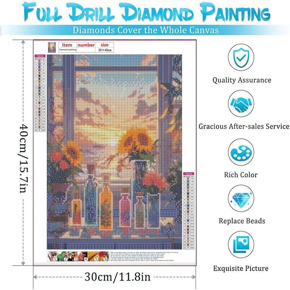 Adult 5D Diamond Painting Kit DIY Cartoon Anime Indoor Balcony Landscape Painting Warm Home Wall accessories decoration