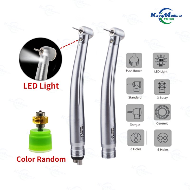 Dental Products LED Handpiece Toruqe Single Way Spray Push Button Ceramic Turbine High Speed E-generator Dentisty Drills