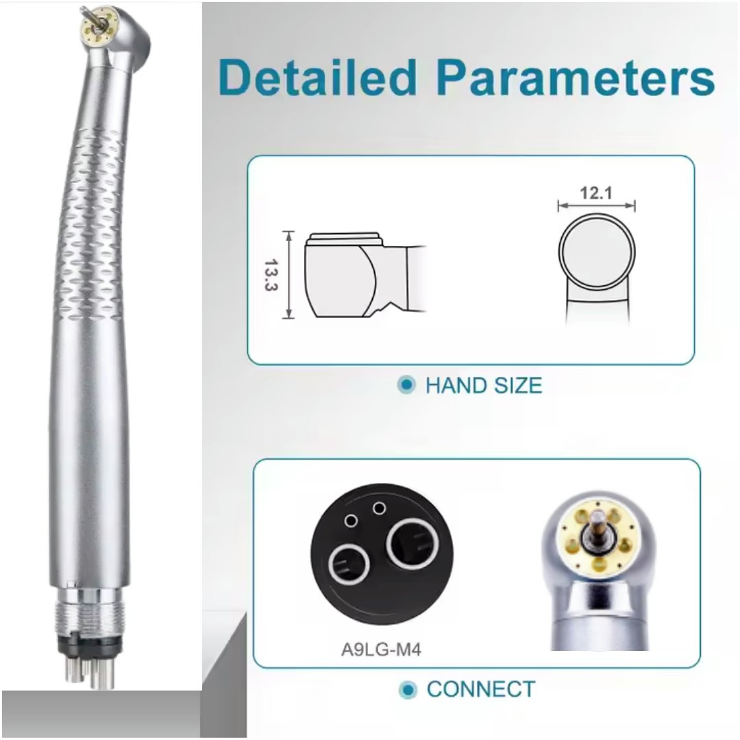 Silent Led Turbine Air Rotor Push Button Portable Dental Led High Speed Handpiece With 5 Led Light