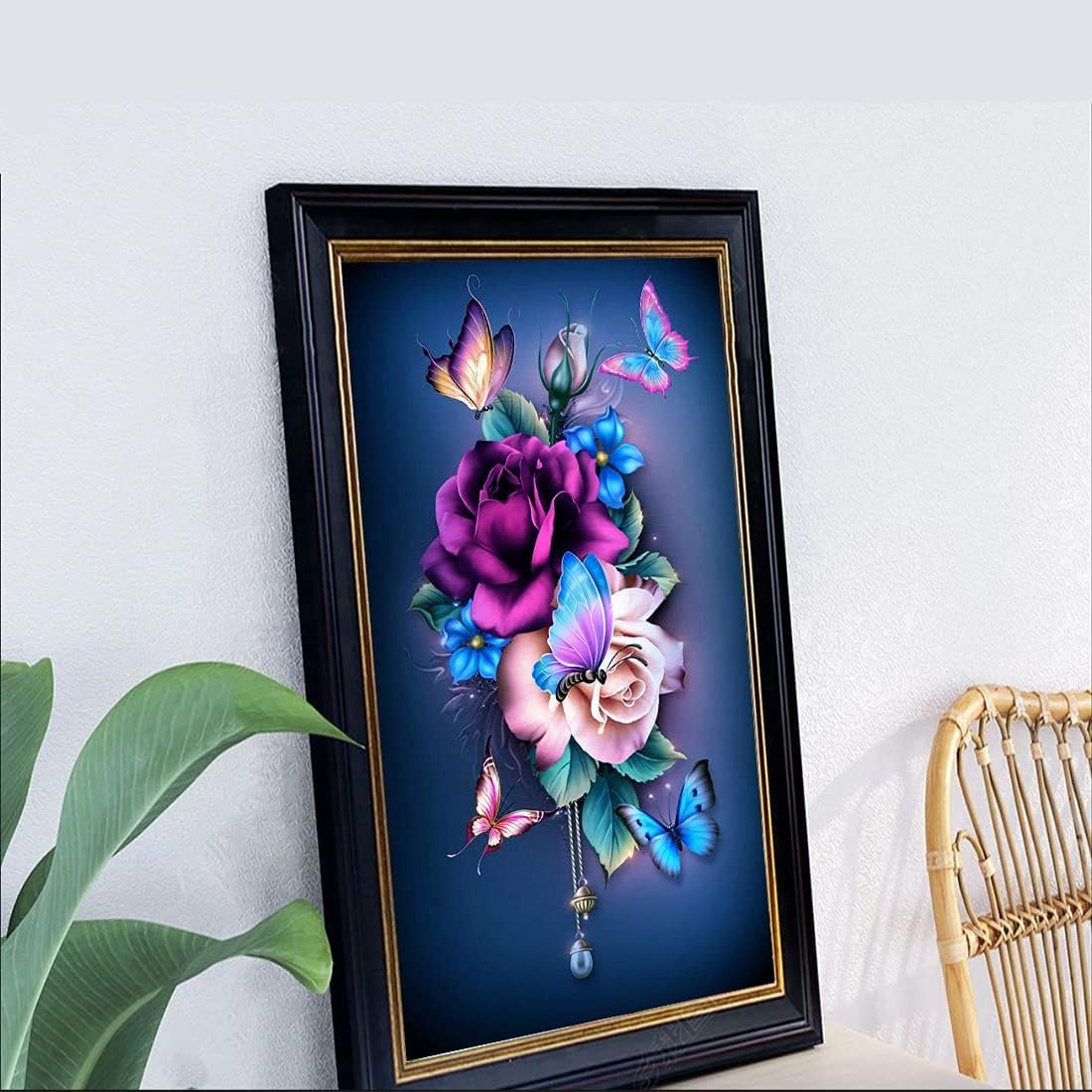 Adult Diamond Painting Set DIY 5D Butterfly Flower Diamond Art Suitable for Family Leisure and Wall Decoration Diamond Painting