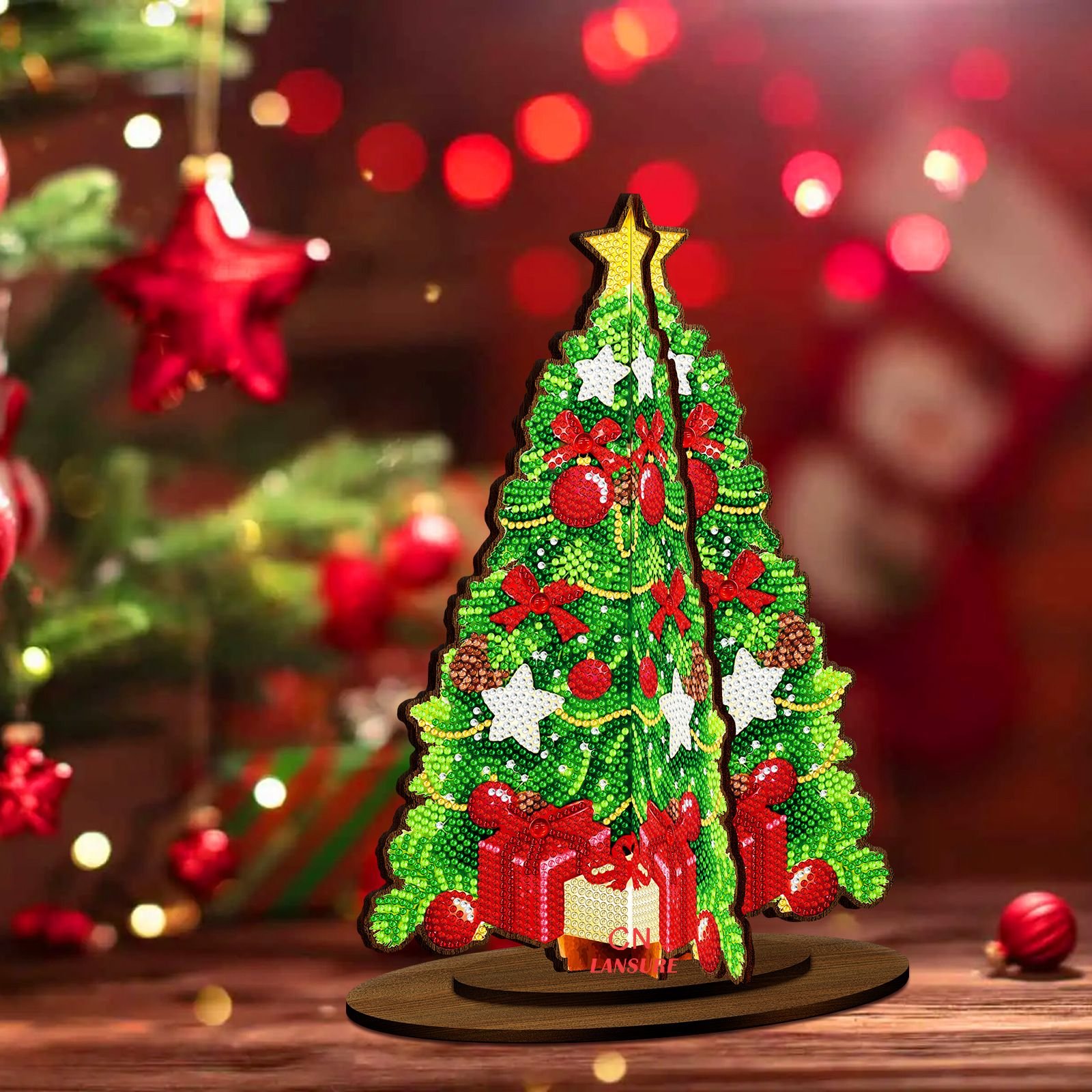 LS new 5D DIY Diamond Painting Decoration single side Christmas tree Poplar density board wooden Diamond dot Painting ornament