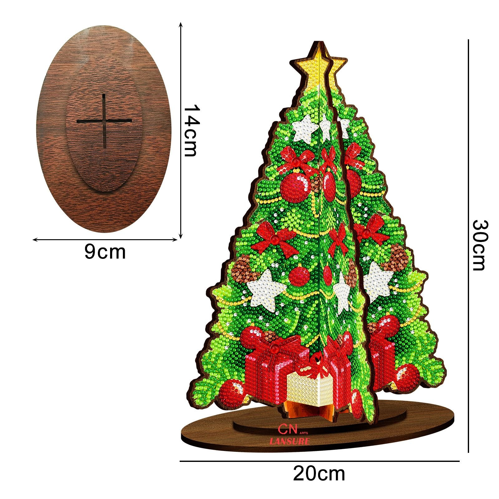 LS new 5D DIY Diamond Painting Decoration single side Christmas tree Poplar density board wooden Diamond dot Painting ornament