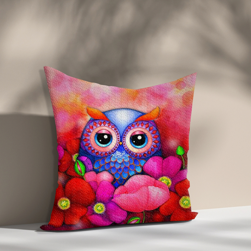 5D Diamond Painting pillow case DIY Owl Cute Multicolored Design House Embroidery Cushion case