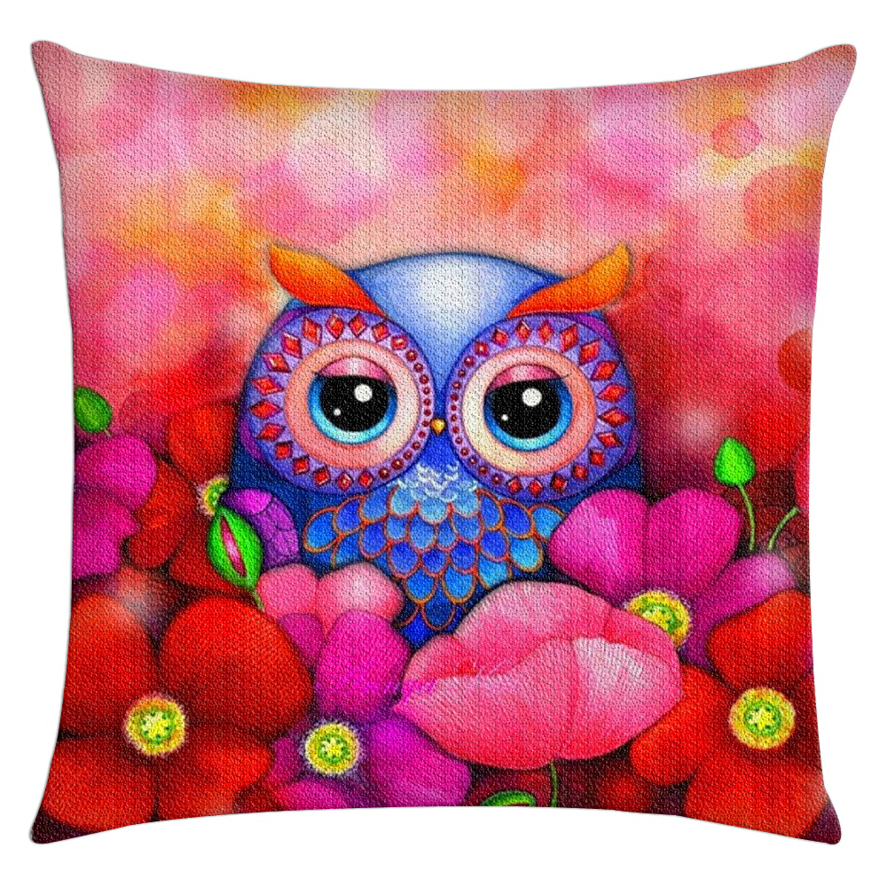 5D Diamond Painting pillow case DIY Owl Cute Multicolored Design House Embroidery Cushion case