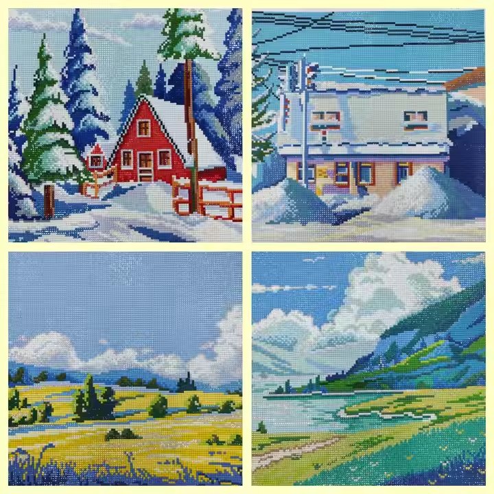 ML-12 Wholesale 5D diy custom 12 months of different landscape seasons diamond paintings