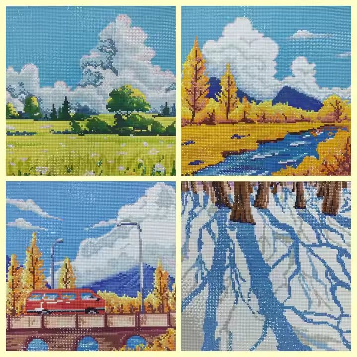 ML-12 Wholesale 5D diy custom 12 months of different landscape seasons diamond paintings