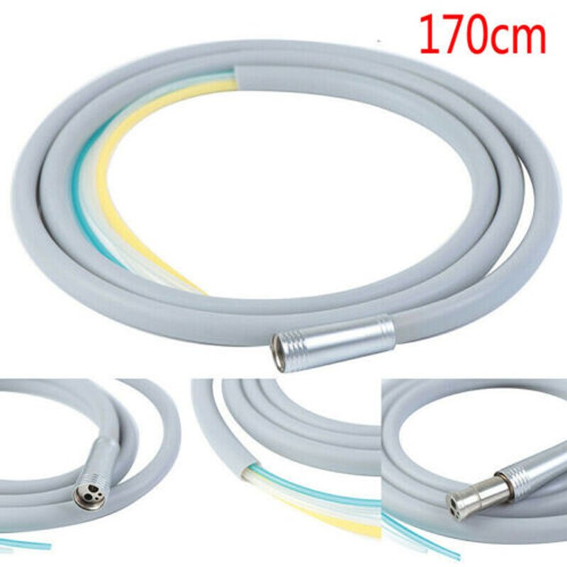 4 Hole Handpiece Tube Dental Silicone Hose Tubing for High Speed Handpiece (With Connector) 3 Dental Handpiece Tubing