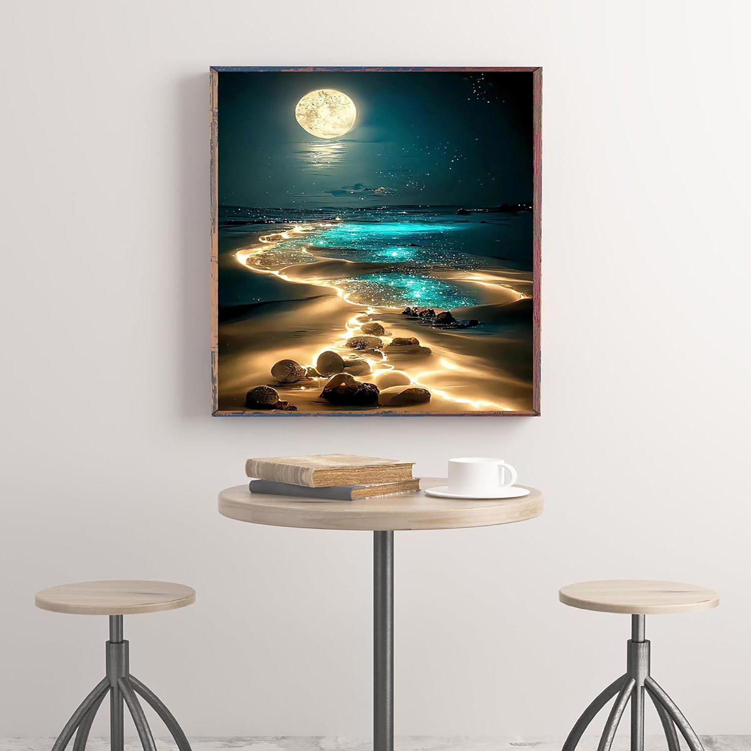 Seaside Night View Diamond Painting Moonlight Beach Diamond Decoration Painting 5D DIY Diamond Sticking paintings and wall arts