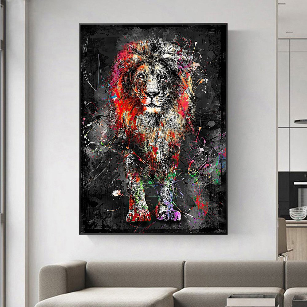 Digital printing photo canvas painting big lion animal art painting on canvas home decoration painting