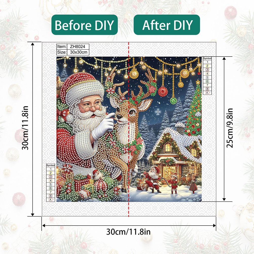 Custom 30x30CM Special Shaped 5D Acrylic Diamond Painting DIY Santa Claus Christmas Decor Diamond Painting