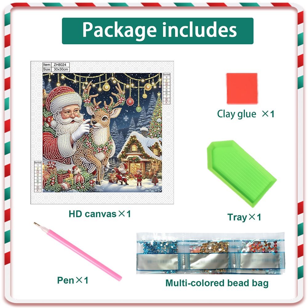 Custom 30x30CM Special Shaped 5D Acrylic Diamond Painting DIY Santa Claus Christmas Decor Diamond Painting