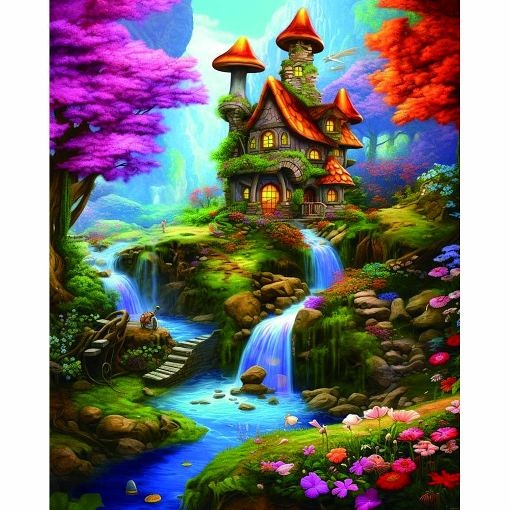 DIY Custom 30*40 5D Diamond Painting Kits Mosaic Art wonderful house Decorative vase flower arrangement Painting Printed