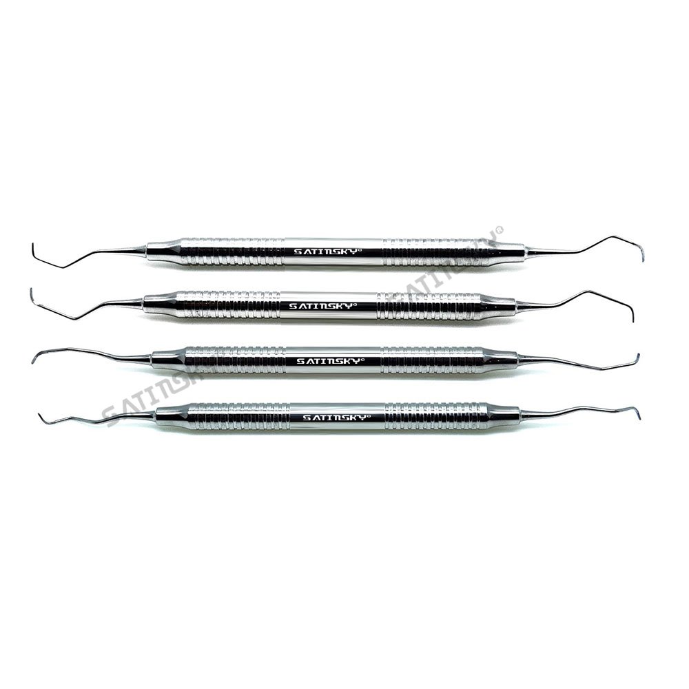 Diagnostic Examination Orthodontic 4 Pcs Set Dental Periodontal-Professional Gracey Curettes 3/4, 5/6, 11/12, 13/14 Instruments