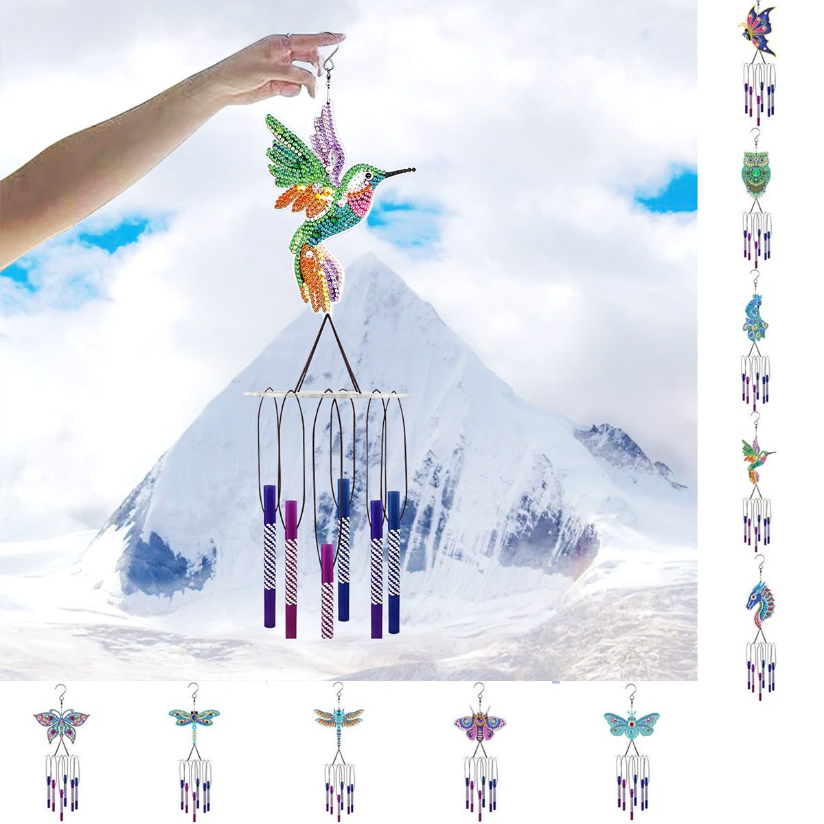 Histone New 5D DIY Diamond Painting Pendant Art Animal Wind Chime Butterfly Bird Pendant Decoration Home Decoration