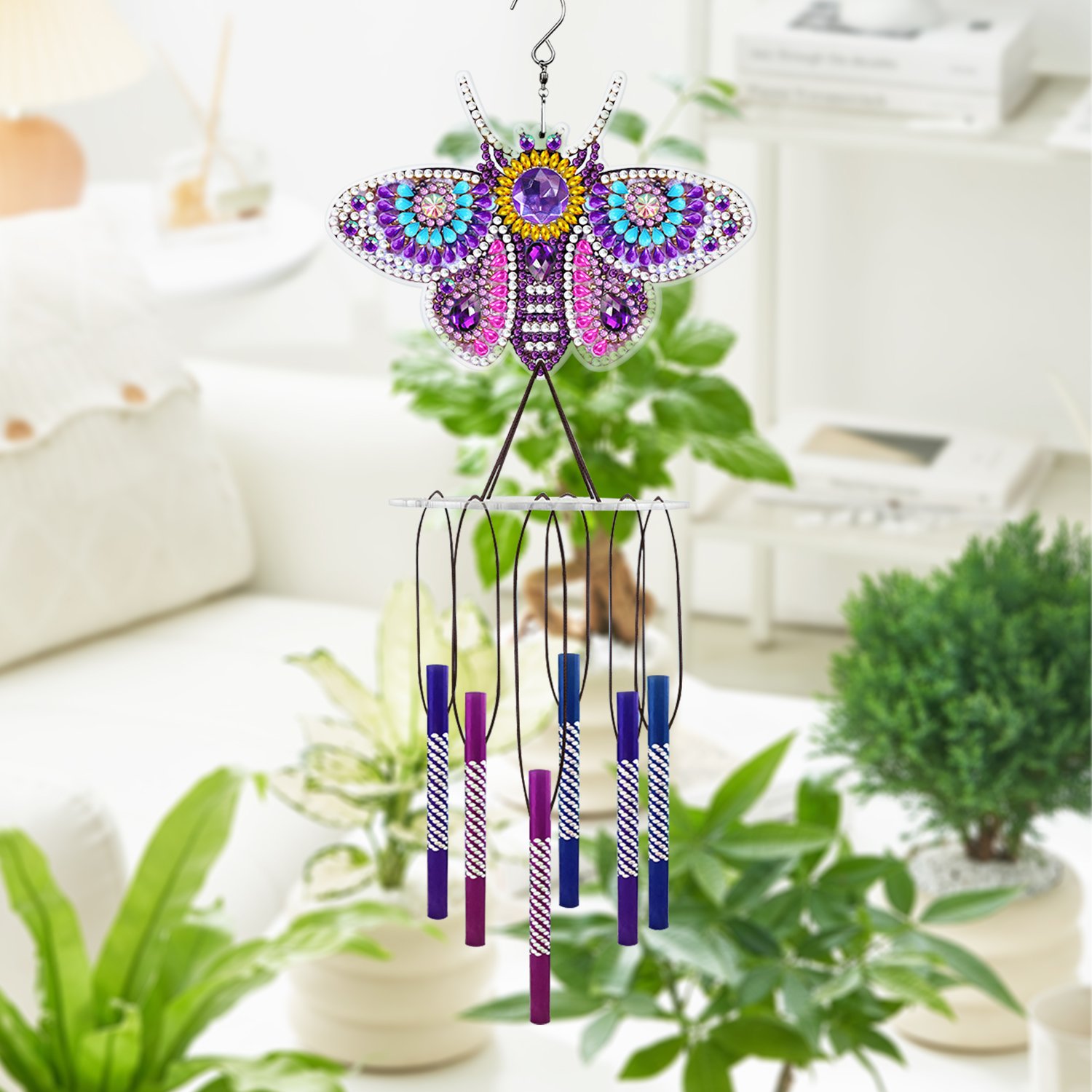 Histone New 5D DIY Diamond Painting Pendant Art Animal Wind Chime Butterfly Bird Pendant Decoration Home Decoration