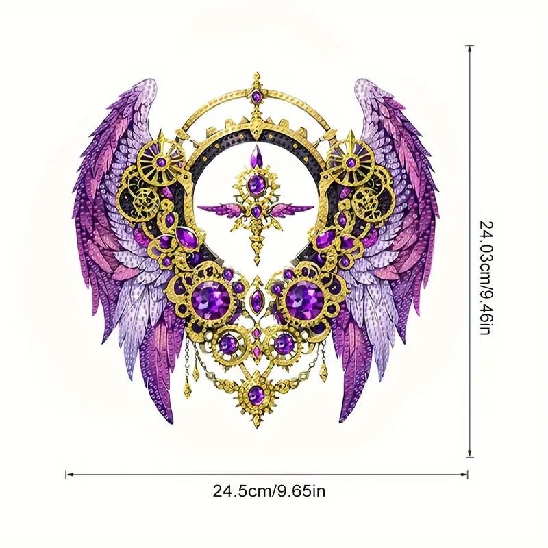Hot Selling DIY Diamond Painting Kits Hanging Ornament Purple Wing Acrylic Diamond Painting Irregular Pendant