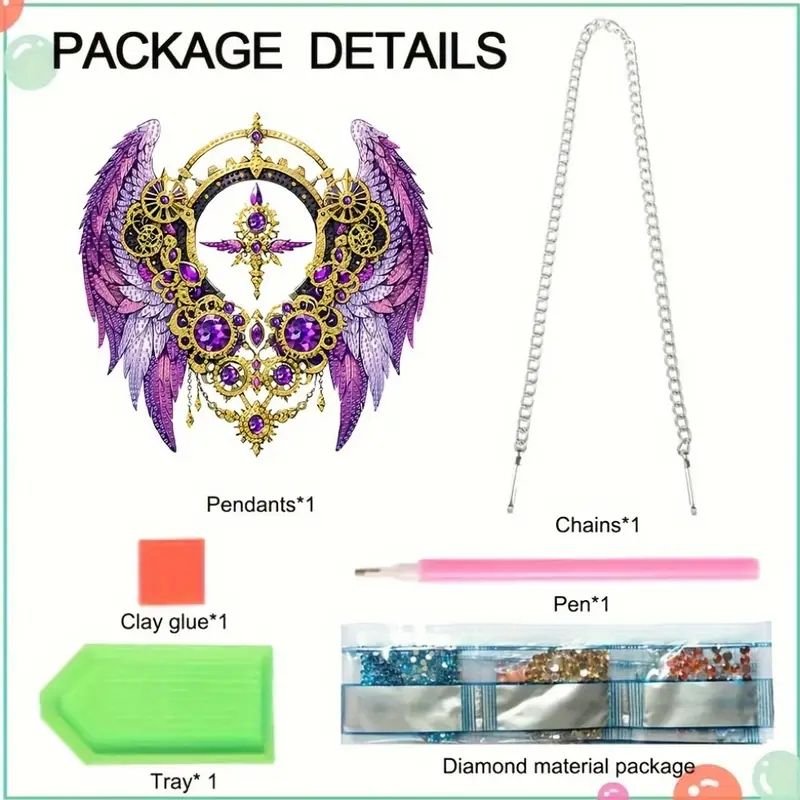 Hot Selling DIY Diamond Painting Kits Hanging Ornament Purple Wing Acrylic Diamond Painting Irregular Pendant