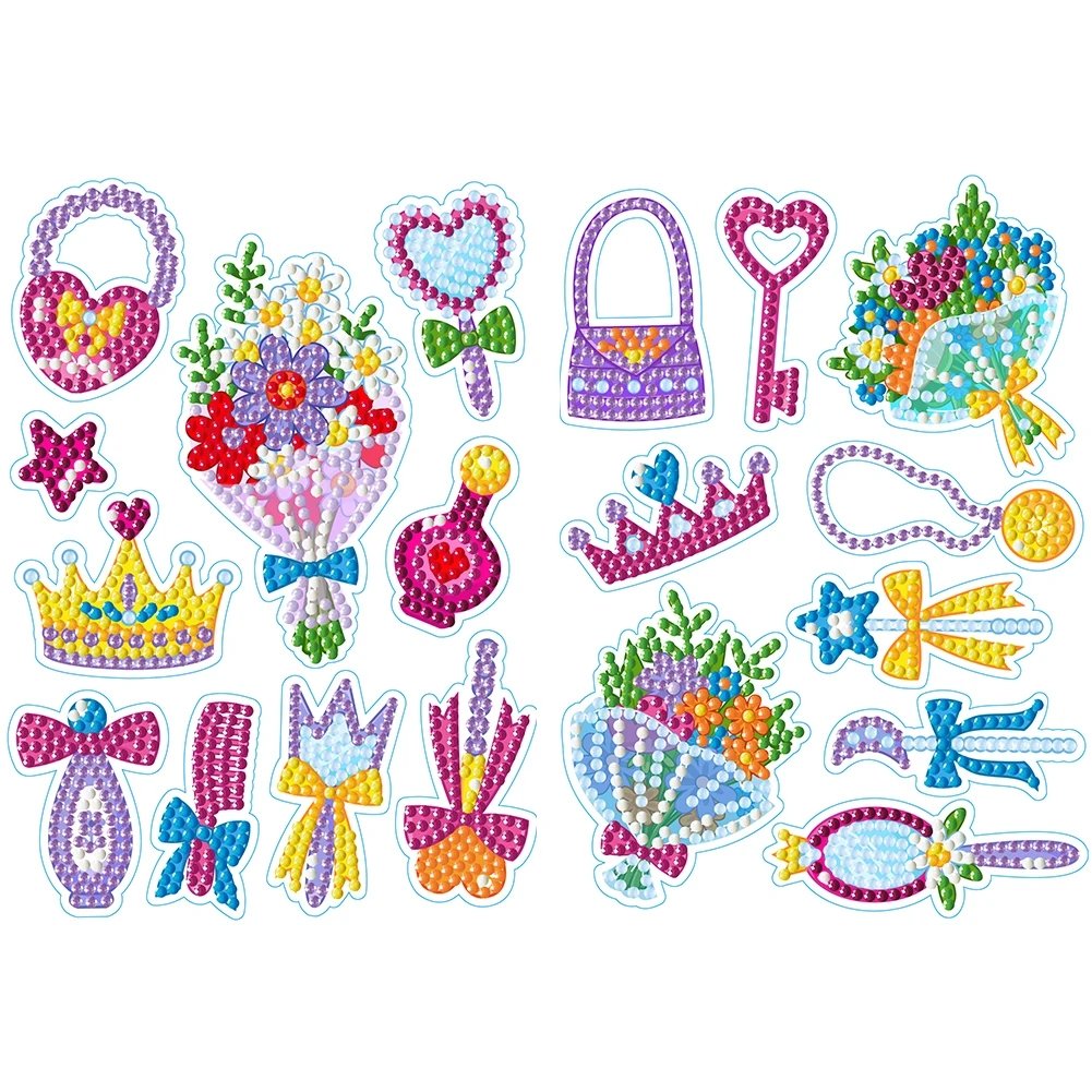 Diamond Painting Stickers Cartoon Princess&Animal Diy Art Diamond Stickers by Numbers Kits for Children