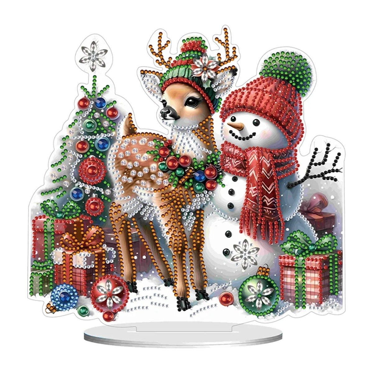 Hot selling DIY acrylic beautiful diamond painting christmas ornament snowman deer creative diamond gifts arts
