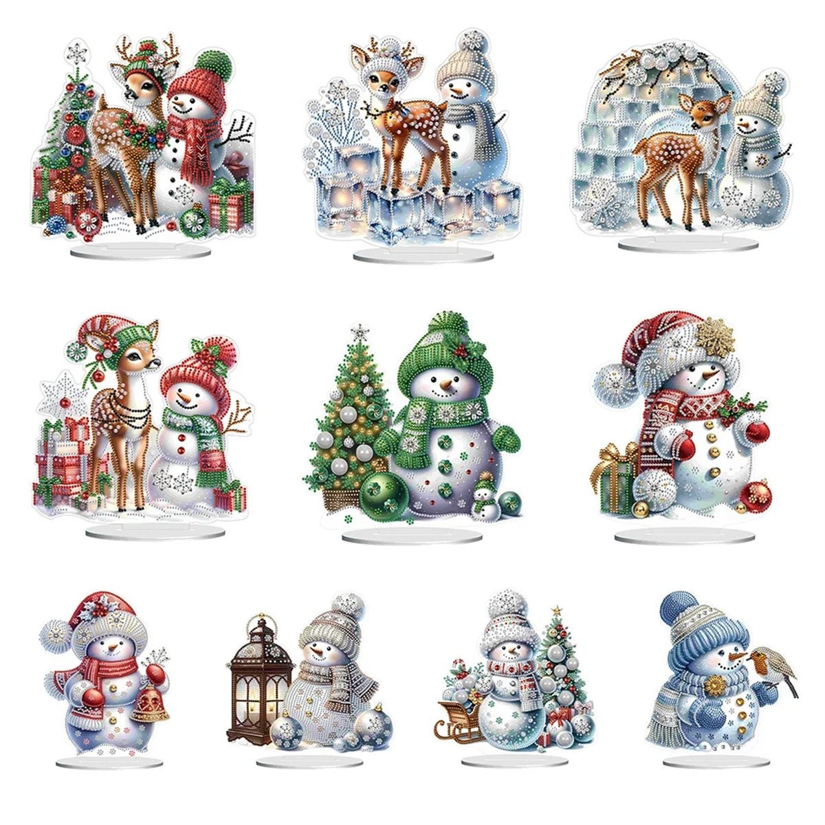 Hot selling DIY acrylic beautiful diamond painting christmas ornament snowman deer creative diamond gifts arts