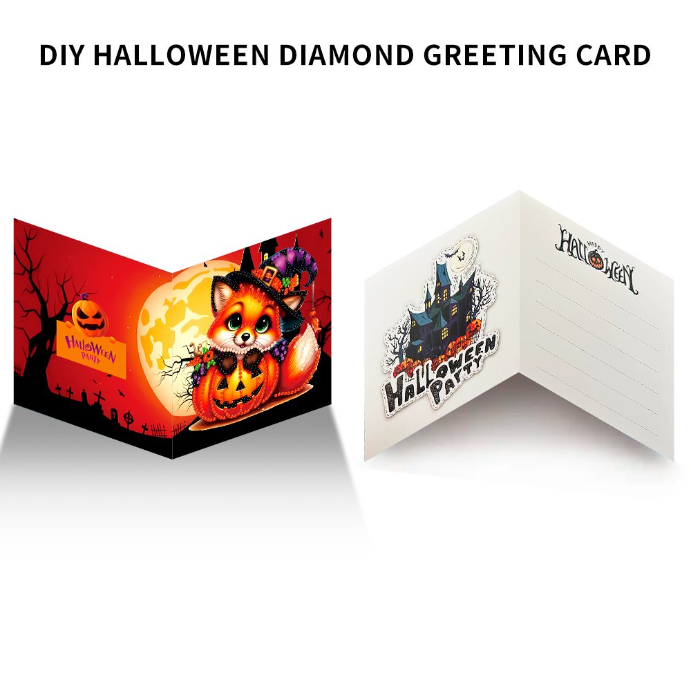 6-piece Halloween 5D Diamond Painting Kit for Kids DIY Diamond Art Wall Decoration Halloween Diamond polka Dot craft Gift Cards