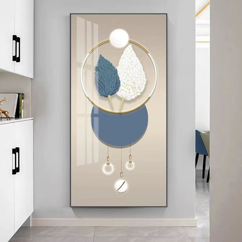 Hotel decor Porch Decor Large Size Diamond Framed Painting Crystal Porcelain Painting Wall Art