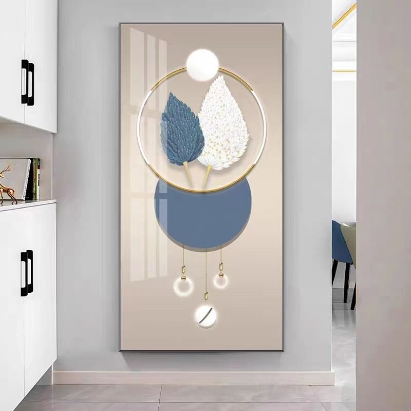 Hotel decor Porch Decor Large Size Diamond Framed Painting Crystal Porcelain Painting Wall Art