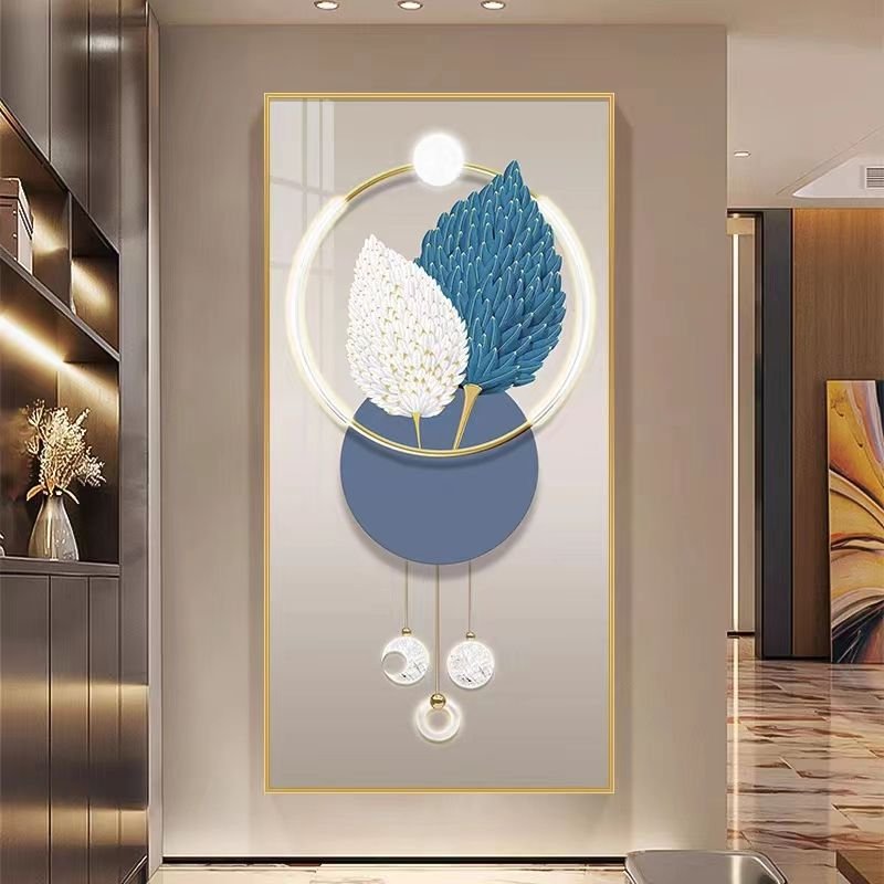 Hotel decor Porch Decor Large Size Diamond Framed Painting Crystal Porcelain Painting Wall Art