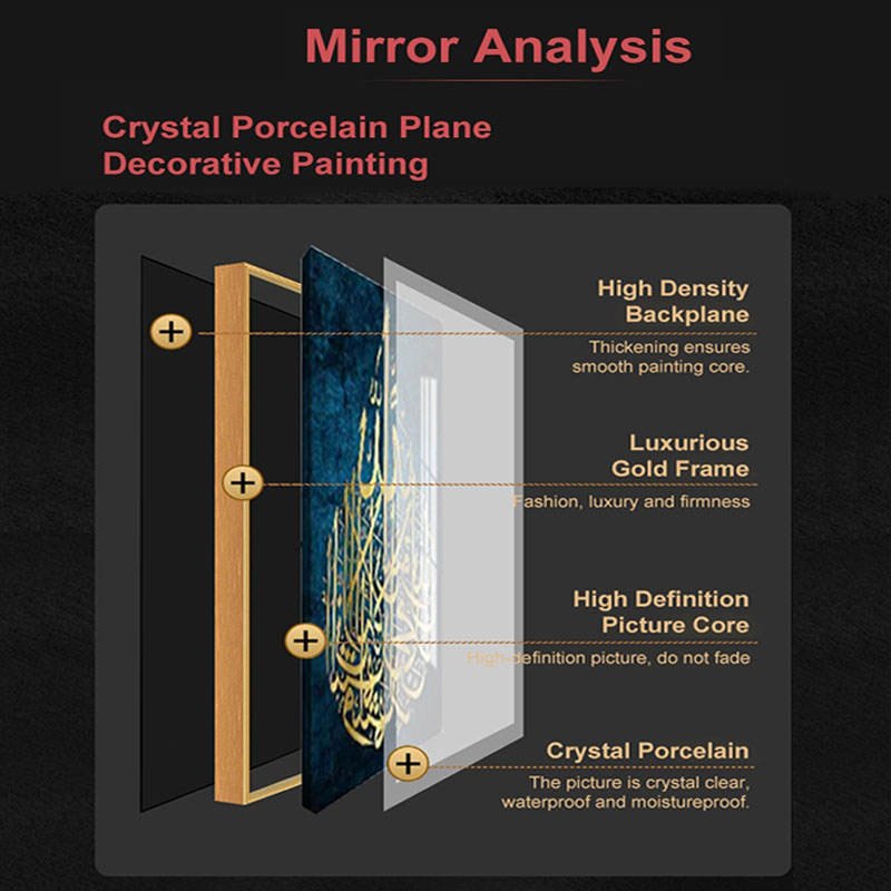 Hotel decor Porch Decor Large Size Diamond Framed Painting Crystal Porcelain Painting Wall Art