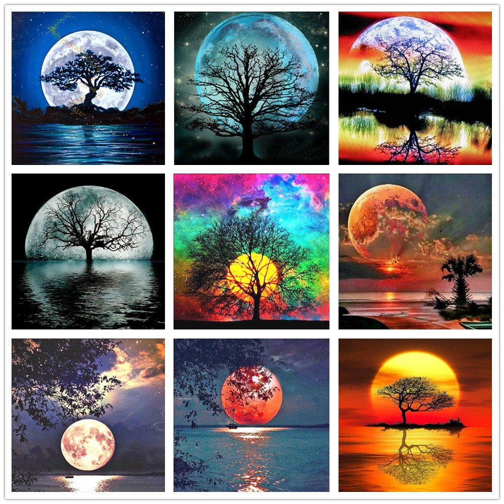 Diy Diamond Painting Landscape Sunset Diamond Embroidery Art Decor Wall Diamond Painting 5D Game Sunset For Living Room
