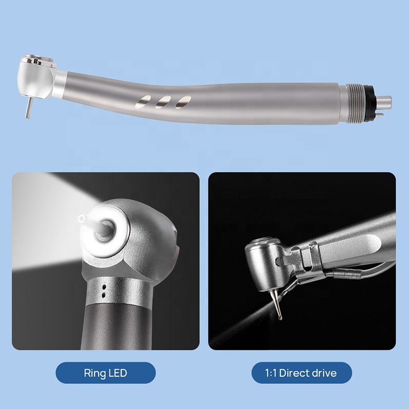 LED Dental High & Low Speed Handpiece Kit Push Button 2/4 Holes Dental Handpiece
