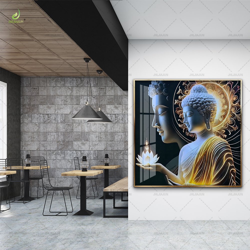 Sakyamuni Flower Canvas Wall Art Buddhist Buddha Statue Poster Prints Abstract Home Decor for Living Room Wall Art