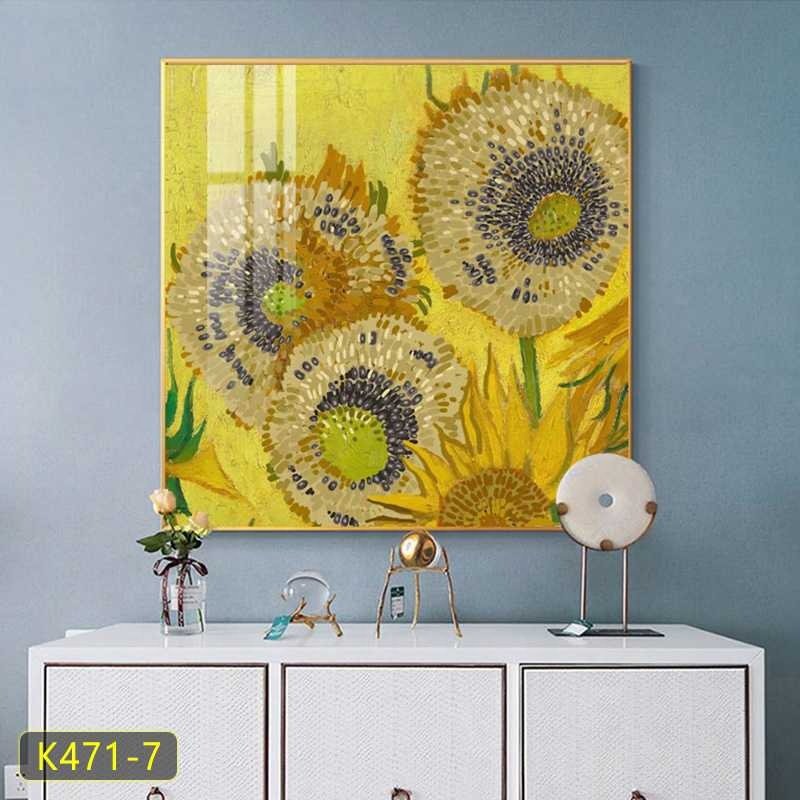Eco-friendly aluminum frame Van Gogh sunflower crystal porcelain paintings and wall art home products diamond painting art
