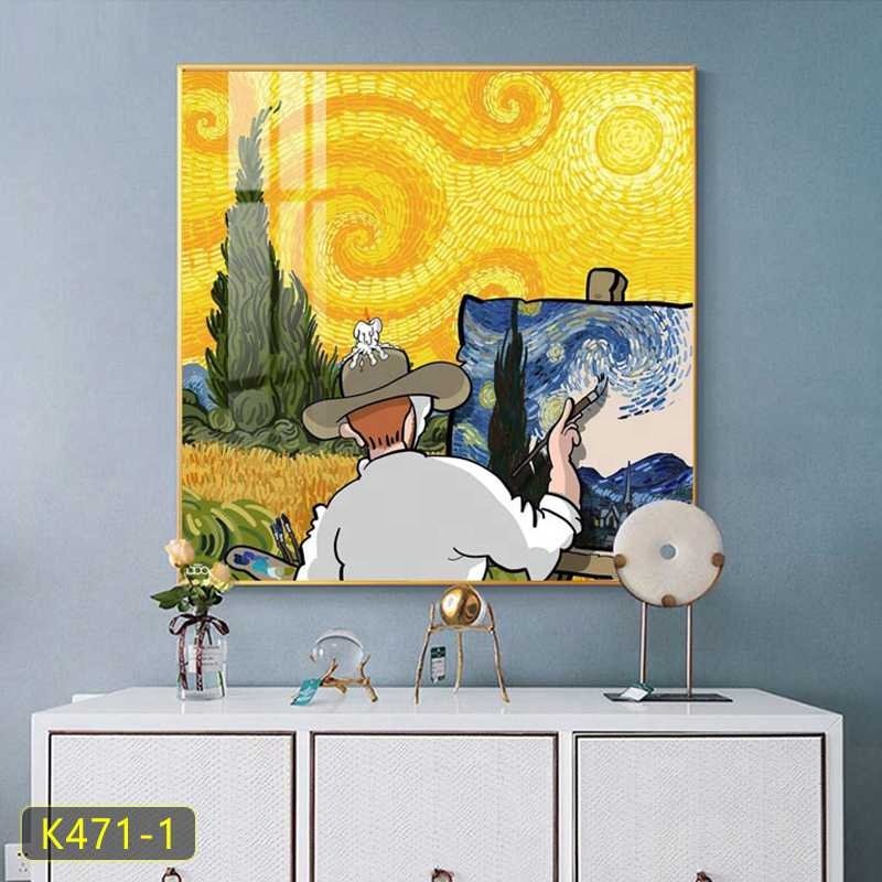 Eco-friendly aluminum frame Van Gogh sunflower crystal porcelain paintings and wall art home products diamond painting art