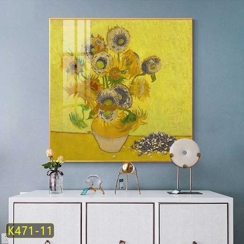 Eco-friendly aluminum frame Van Gogh sunflower crystal porcelain paintings and wall art home products diamond painting art